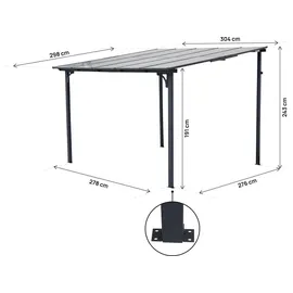 habitat garten Anbaupergola 3 x 3 m Dunkelgrau