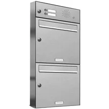 AL Briefkastensysteme 2er Premium Edelstahl Briefkastenanlage Silber inkl. Zeitungsfach