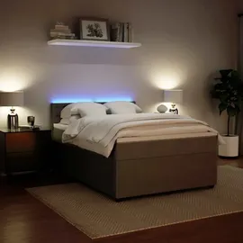 vidaXL Boxspringbett mit Matratze Hellgrau 160x200 cm Samt