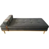 Dynamic24 Daybed Samt grau Gästebett Tagesbett Bett Relaxliege Lounge
