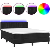 vidaXL Boxspringbett mit Matratze & LED Schwarz 140x200 cm Samt