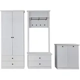 trendteam smart living Garderobe 3-teilige Set Kombination Baxter, 273 x 200 x 41 cm Weiß Dekor mit viel Stauraum