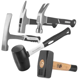 STAHLWERK Hammer Set Fäustel Klauenhammer Maurerhammer Latthammer Gummihammer