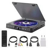 QUBEBU Portabler DVD-Player, mit Display, HDMI AV-Ausgang, Fernbedienung, USB DVD-Player schwarz