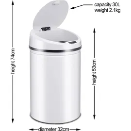 Ribelli Sensor Mülleimer 30L, weiß | Weiß