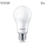 Philips LED Normallampe mit 100W, E27 Sockel, Matt, Neutralweiß (4000K) 6er Pack