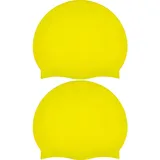 Newaner 2 Stücke Badekappe Kinder, Silikon Badekappe Kinder Ripstop-Beschichtung für Komfort und Rutschfestigkeit, für langes Haar, Badekappen für Jungen und Mädchen im Alter von 5-12 Jahren(Gelb)