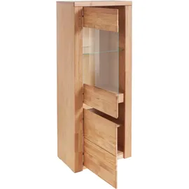 Home Affaire Vitrine HOME AFFAIRE "Burani", braun (eiche teilmassiv), B:60cm H:145cm T:35cm, Holz teilmassiv, Schränke, Vitrine, grifflose Optik