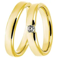 DOOSTI Trauring Schmuck Geschenk Silber 925 Trauring Ehering Partnerring LIEBE, Made in Germany - wahlweise mit oder ohne Zirkonia gelb|goldfarben 56