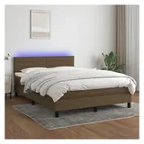 vidaXL Boxspringbett 140 x 200 cm LED Dunkelbraun