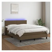 vidaXL Boxspringbett 140 x 200 cm LED Dunkelbraun