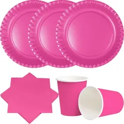 Party Deko Set pink Einweggeschirr für 20 Personen Teller, Becher, Servietten Hochzeit Geburtstag