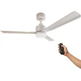 EMKE Deckenventilator mit Beleuchtung und Fernbedienung, LED Deckenventilatoren Leise Celling Fan Lampe mit Ventilator 132 cm Deckenventilator mit Fernbedienung Outdoor Deckenventilator Weiß