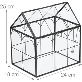 Relaxdays Pflanzenterrarium Glas & Zinn schwarz