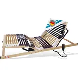 Lattenrost mit Motor bis 300 Kg Tragkraft Belastbar, elektrisch Motorrahmen mit 7 Zonen, Matratzen Perfekt, Kopfteil Motorisch Verstellbar, Fußteil Motorisch Verstellbar, Notabsenkung, Made in Germany, MONTIERT, Lieferung mit DHL Spedition, Größen 90x200cm, 100x200cm, 140x200cm, 120x200cm, 80x200cm, 90x190cm 90 cm x 200 cm x 7.5 cm