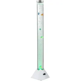 GLOBO Wassersäule Stehleuchte Sprudelsäule Farbwechsel Dekolampe LED Stehlampe, mit 5 Deko-fischen, Sprudelstärke einstellbar, Lxbxh 21,5x21,5x120 cm