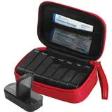 Tablettenbox 7 Tage Pillendose Morgens Abends Tragbare PU Leder Pillentasche mit Reißverschluss Medikamentenbox Wochenbox für Medikamente Kapsel Vitamine Fischöl (Rot)
