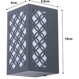 WOFI LED Außen Wand Strahler ALU Leuchte Laterne Garten Muster Design Lampe anthrazit