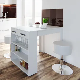 Vicco Esstisch-Set Repose, Weiß, 67 x 100 cm mit 2 Hockern