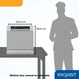 Exquisit GSP508-030D Tischgeschirrspüler (freistehend, 550 mm breit, Silber)