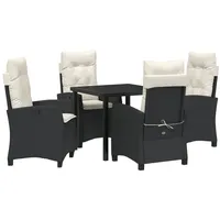 VidaXL 5-teiliges Garten-Essenset mit Kissen Schwarzes Poly Rattan