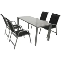 DEGAMO Gartengarnitur BAGO 5-teilig, Alu silbergrau + Kunstgewebe schwarz - Grau