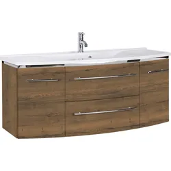 Waschtisch »3040«, Breite 122 cm, Eiche Struktur braun + Eiche Struktur braun, , 76524222-0 abgerundet