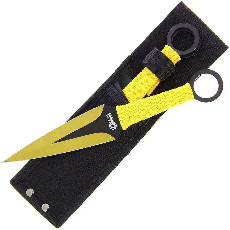 Kunai 2er Set Wurfmesser gelb