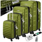 KESSER KESSER® 4tlg. Hartschalenkofferset Hartschalenkoffer Reisekoffer Set Reisekofferset Trolley Koffer Inkl. Kofferwaage + Gepäckanhänger Rollkoffer Schloss 4 Rollen ABS-Hartschale Teleskopgriff S-M-L-XL