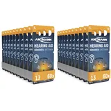 ANSMANN Hörgerätebatterien Typ 13 orange P13 PR48 ZL2, 60 Stück, Sparpack, Batterien für Hörgeräte & Hörhilfen, leicht greifbar (Packung mit 2)