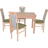 HOFMANN LIVING AND MORE Essgruppe »5tlg. Tischgruppe«, (Spar-Set, 5 tlg 5tlg. Tischgruppe), Buche-Nachbildung + grün + Buche-Nachbildung, , 88032567-0 B/H/T: 45 cm x 95 cm x 48 cm,