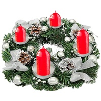 adventskranz künstlich - weihnachtskranz Tisch - kerzenkranz Weihnachten - adventskranz für teelichter, Festliche künstliche Kerzenringe, Kränze, exquisiter Ringkerzenhalter für den Kamin