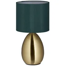 Relaxdays Nachttischlampe Touch dimmbar, moderne Touch Lampe, 3 Stufen, E14, Tischlampe mit Kabel, 33,5 x 18 cm, messing