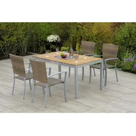 Merxx Savona Garten-Essgruppe 5-tlg. Tisch 150 x 90 cm naturgrau/akazienholz
