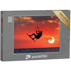 puzzleYOU Puzzle Kite-Surfen im glühenden Sonnenuntergang, 100 Puzzleteile, puzzleYOU-Kollektionen Sport, Menschen