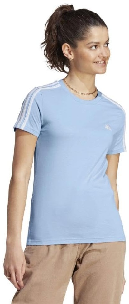 adidas Damen Essentials Slim 3-Streifen T-Shirt, Wonder Blue/White, S
