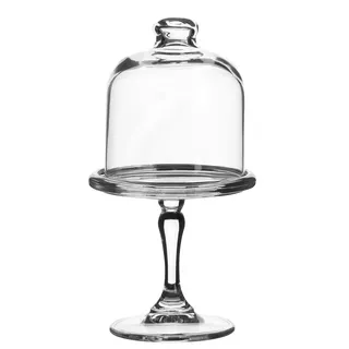 Fornord Mini-Backständer auf rundem Fuß, aus transparentem Glas, mit Glasglocke