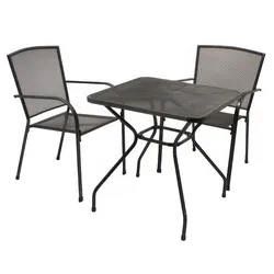 Garten Sitzgruppe Lindau 4-teilig - Balkon Sitzgarnitur aus Metall, Anthrazit – Sitzgrnitur für Balkon – flexibles Balkonset – ideal für kleinere Terrassen