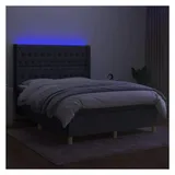 vidaXL Boxspringbett mit Matratze & LED Dunkelgrau 140x190 cm Stoff