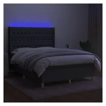 vidaXL Boxspringbett mit Matratze & LED Dunkelgrau 140x190 cm Stoff