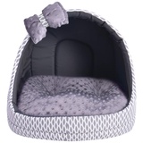 Z4L WauWau Katzen und Hundehöhle gemütlich Farbe grau Minky, grau Hundehütte Katzenhütte 45cm x 45cm Höhlenbett Kuschlig
