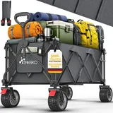TRESKO Bollerwagen faltbar 300L mit Bremse Anthrazit