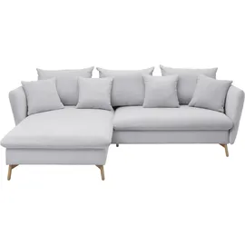 Andas Ecksofa »MERLE, 258 cm, L-Form, traumhafter Cord,«, mit Bettfunktion und Bettkasten, Liegefläche 224 x 139 grau