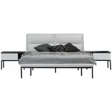 JVmoebel Schlafzimmer-Set Garnitur Schlafzimmer Doppelbett Bett Nachttische Weiß Set 3tlg Modern, (3-St., 1x Bett + 2x Nachttisch), Made in Europa weiß