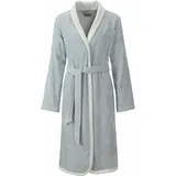 Egeria Damenbademantel EGERIA "Calea, ideal für Sauna & Spa, Hotelbademantel, Morgenmantel" Gr. L, grau (hellgrau), L:105cm, Walkfrottee, Hausmäntel, mit Schalkragen, farblich abgesetzt, 100 % Baumwolle