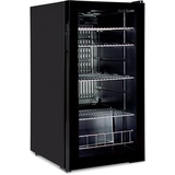 °CUBES Getränkekühlschrank 90L mit Glastür & 4 variablen Ablagen | Kompakter Flaschenkühlschrank, perfekt für zu Hause, Büro, Partys & Gastro | Stilvoller Kühlschrank mit Glastür, schwarz