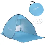 Outsunny Strandmuschel Pop Up Wurfzelt 200x150x119cm schnellaufbauend automatisch aus Polyester in Blau für perfekten Strandurlaub   Aosom.de