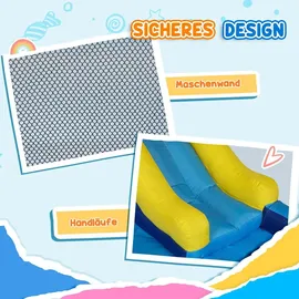 aiyaplay Hüpfburg mit Gebläse Rutsche Planschbecken Kletterwand Bunt