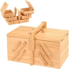 Excellent Nähkästchen Holz Nähkasten Nähkorb Nähkiste Nähbox Klappbar - 5 Fächer
