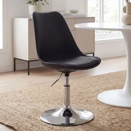 FineBuy Drehsessel Kunstleder 46 x 88 x 46 cm Schwarz mit Kissen